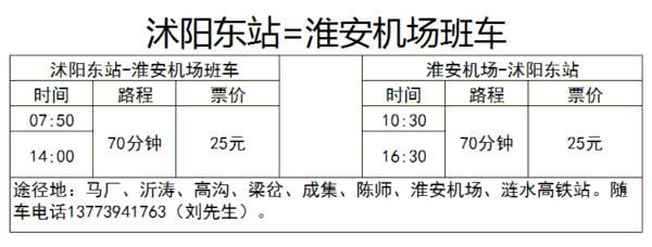 淮安机场到沭阳有车吗？沭阳酒店